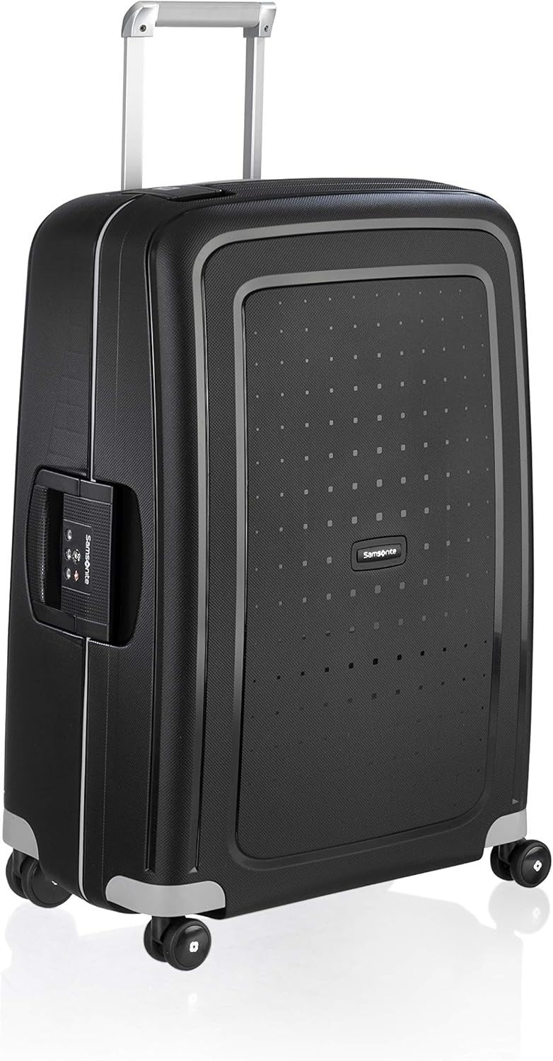 69cm Black Medium Check In Suitcase Hard Shell TSA Lock Spinner Wheels 79L