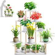 9 Tier Wooden Plant Stand Indoor Outdoor Multi Pot Flower Rack Display Shelf