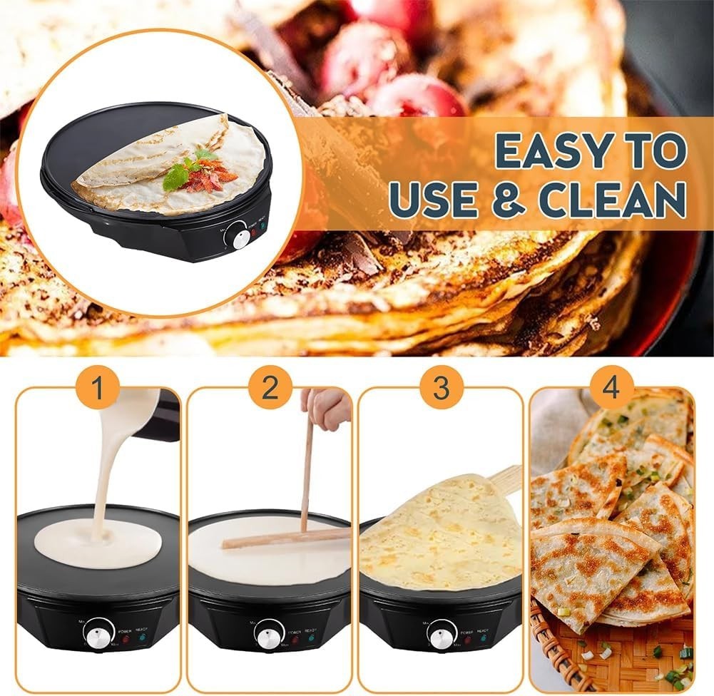 1200W Electric 11-Inch Non-Stick Crepe & Pancake Maker with Spreader