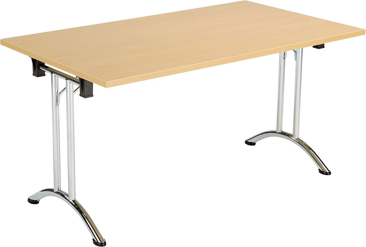Folding Office Table – Sturdy Oak 140x80cm Space-Saving Work & Meeting Desk