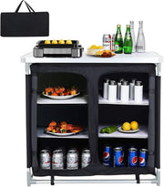 Portable Outdoor Camping Kitchen Unit with Storage, Foldable, Lightweight