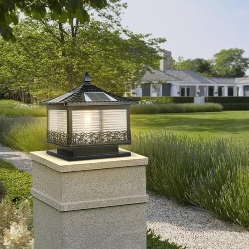 Modern Solar Post Cap Light w/ Remote – XL Gray Waterproof Lantern