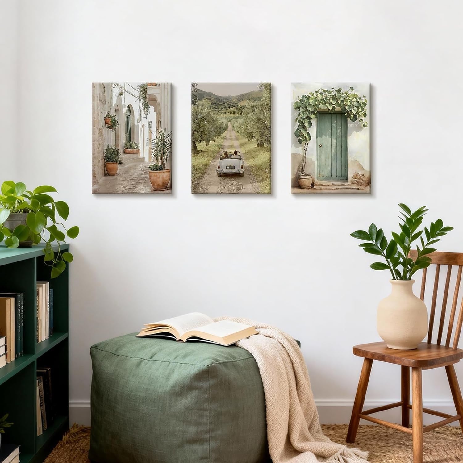 Set of 3 Vintage Italy Landscape Canvas Wall Art 30x40cm