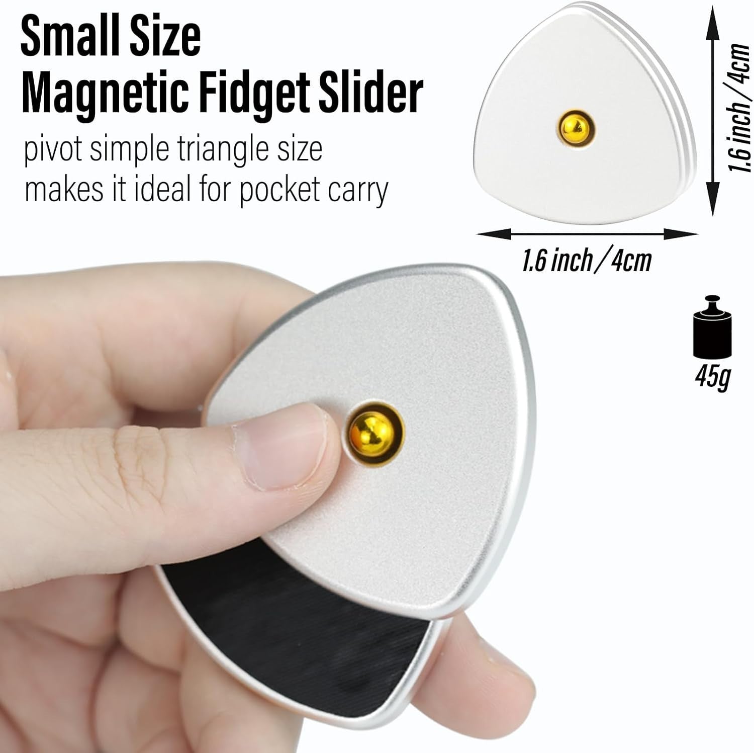 Silver Triangle Magnetic Fidget Coin Slider Silent Clicker EDC