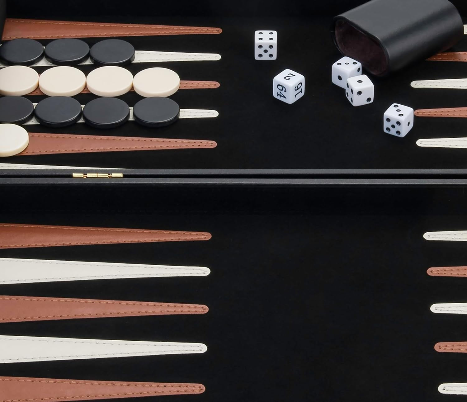 18 Inch Backgammon Set Leather Case Deluxe Folding Board Game Dice Cups