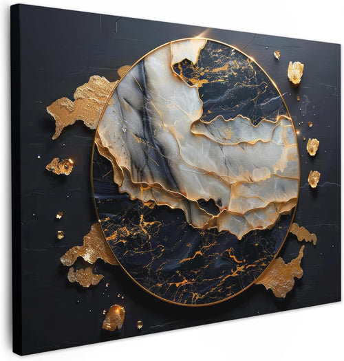 Gold Black Abstract Canvas Wall Art Modern Luxury 80x60cm Living Room Decor