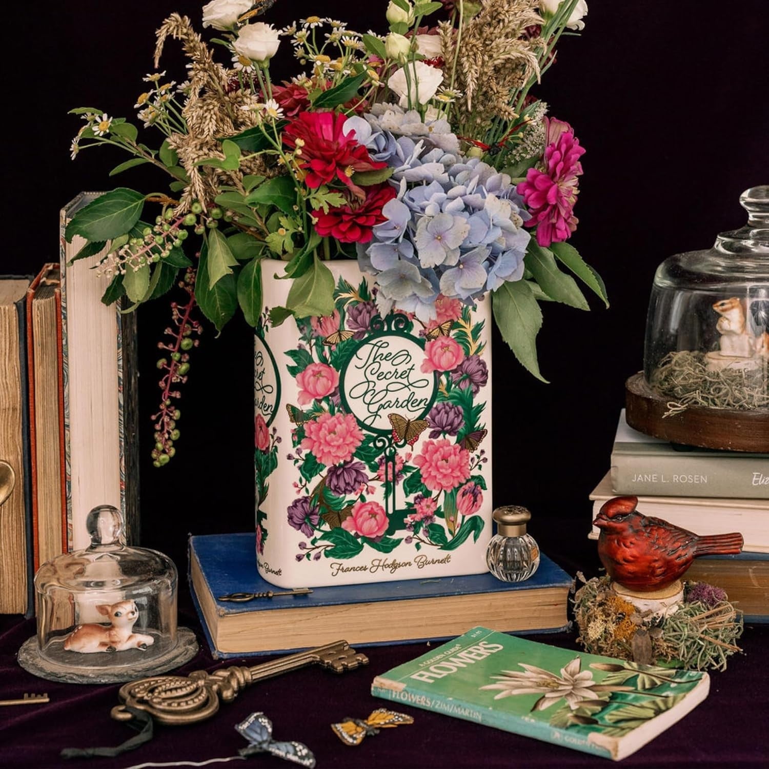 Book Shaped Ceramic Vase Floral Decorative Flower Holder Home Shelf Decor