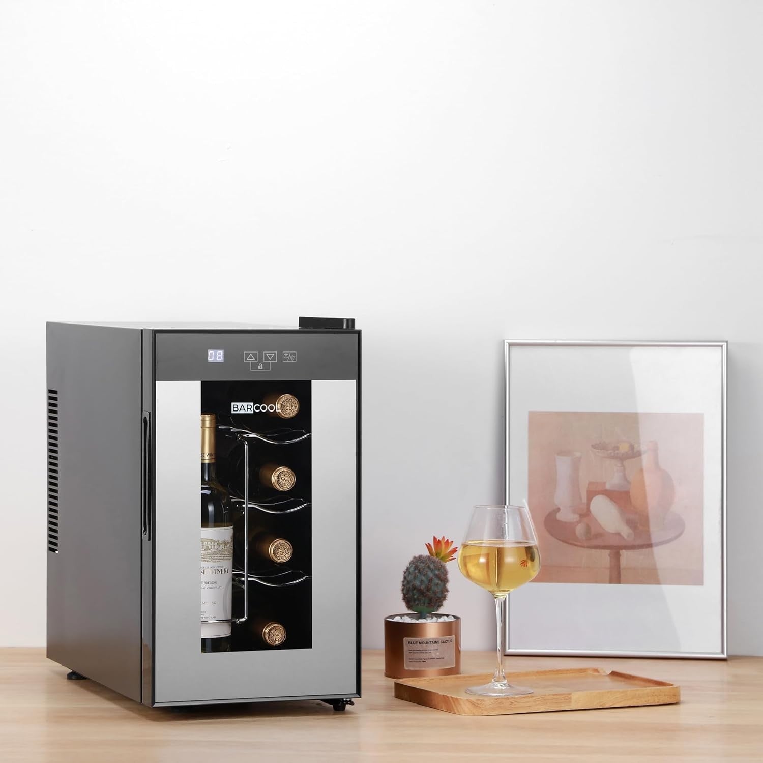 8 Bottle Wine Cooler Fridge Digital Temperature Control Quiet Tabletop Chiller