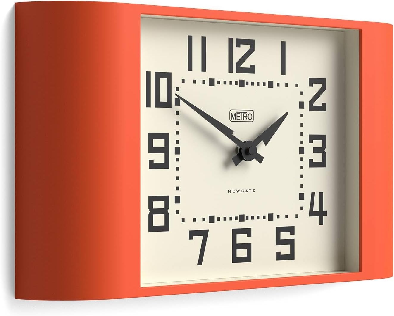 Retro Orange Wall Clock 42cm Mid-Century Modern Kitchen Living Room Decor