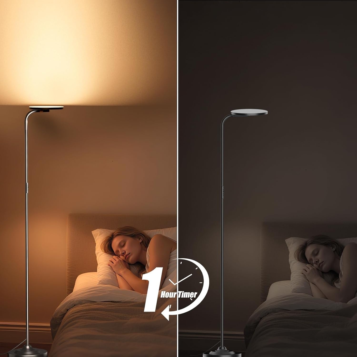 36W LED Floor Lamp Remote Dimmable 350° Rotating Reading Standing Light