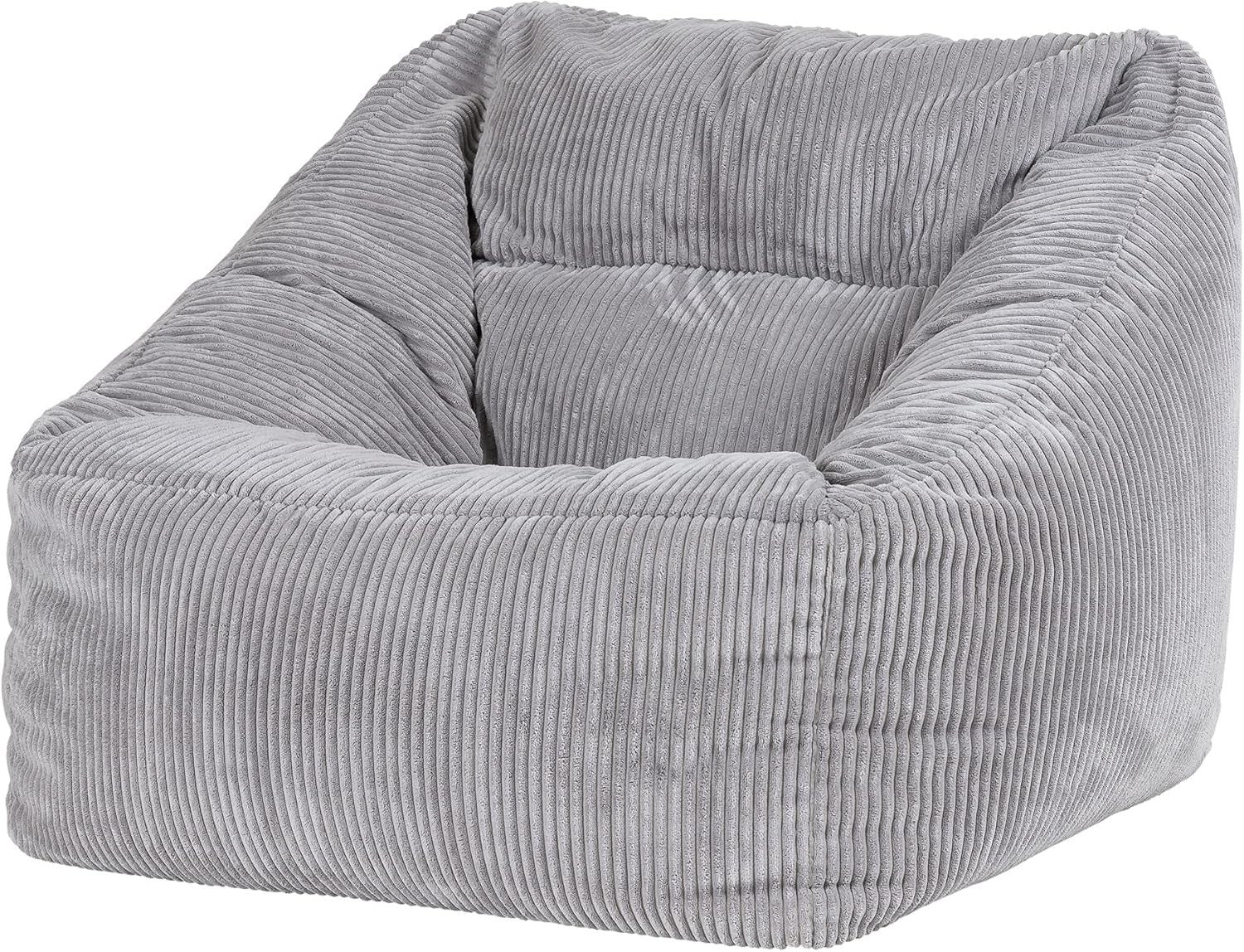 Grey Cord Bean Bag Chair Adult Lounge Sofa Seat for Gaming & Living Room
