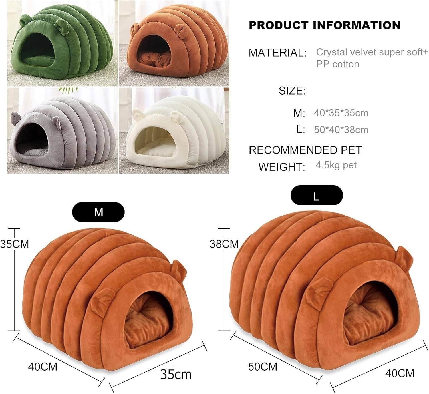 Cat Cave Bed 2 in 1 Semi Closed Pet House Soft Sleeping Bag Anti Slip