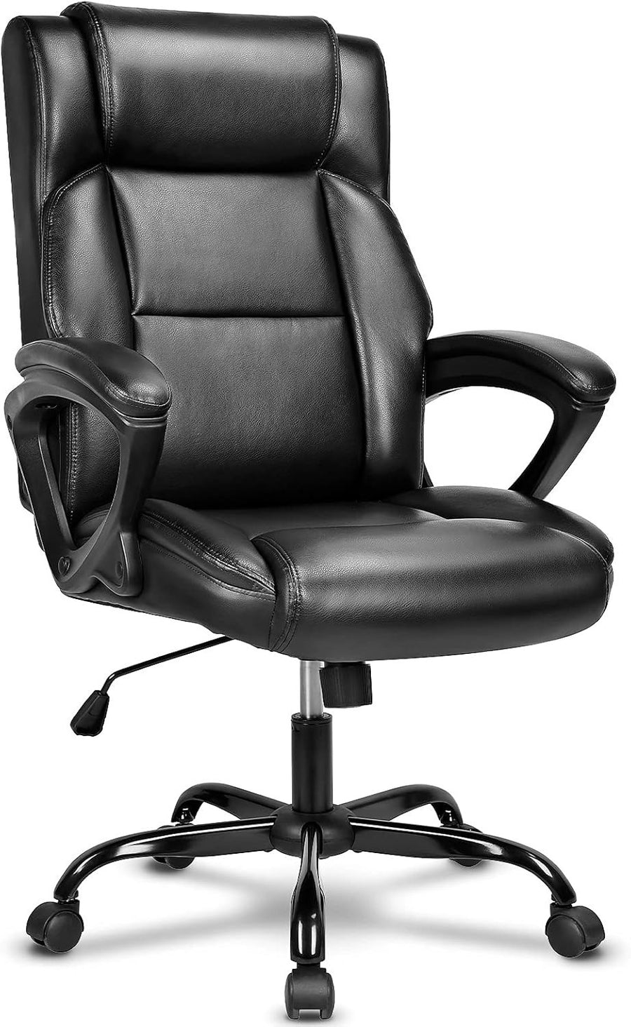 Executive Ergonomic Office Chair Black Leather Desk Chair 150kg Padded Reclining