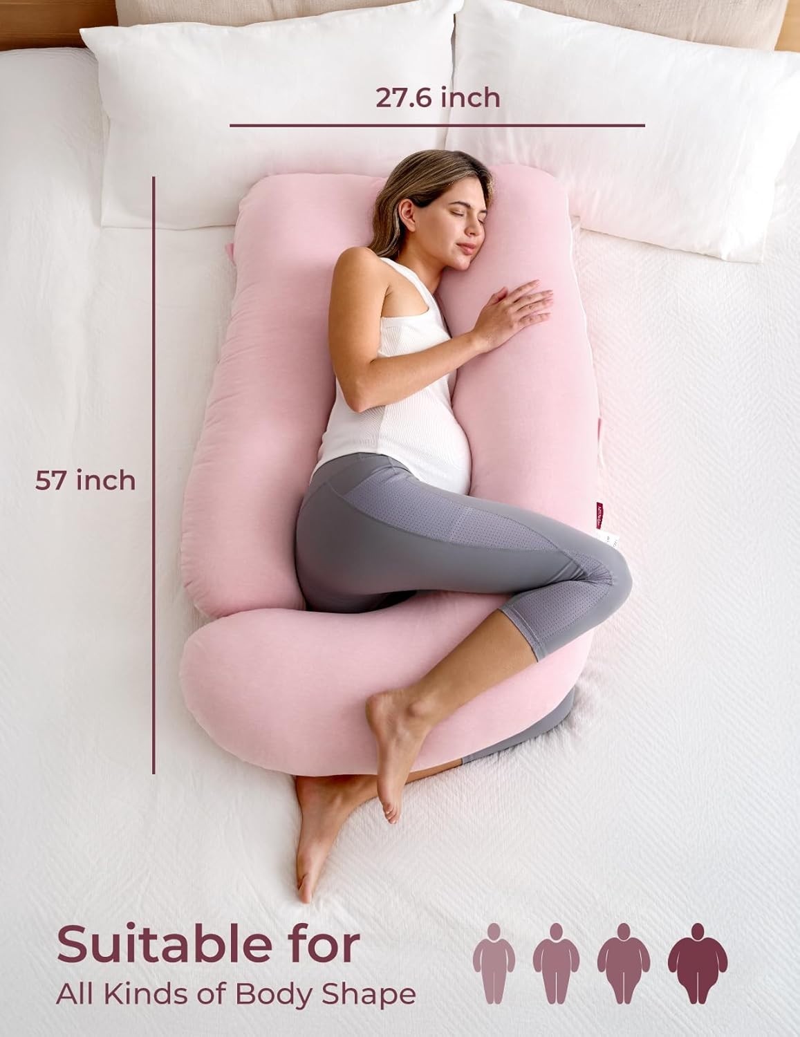 U Shaped Pregnancy Pillow 57" Full Body Support Back Belly Hip Pain Relief
