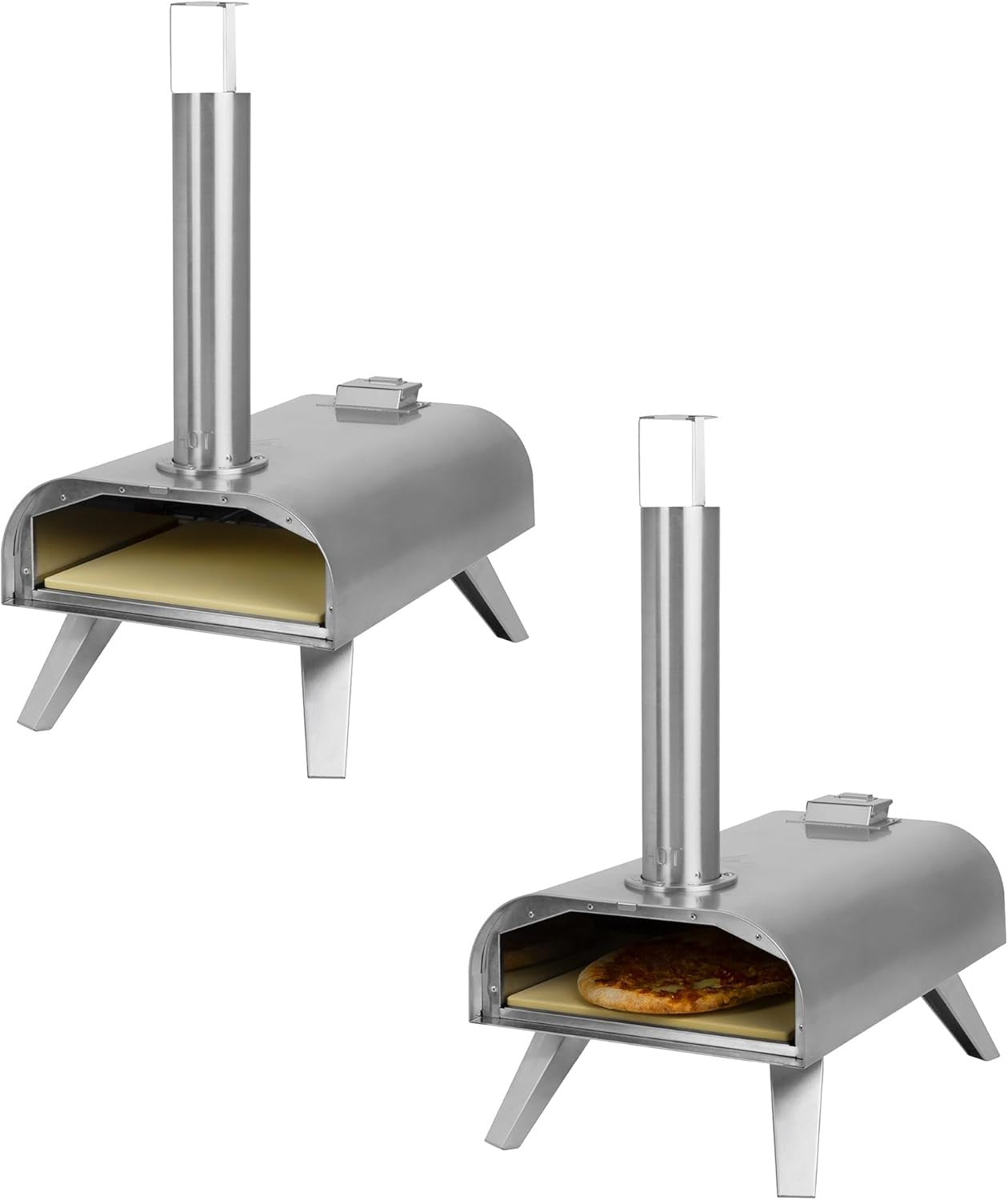 12" Outdoor Wood Fired Pizza Oven Stainless Steel Portable BBQ Smoker Grill