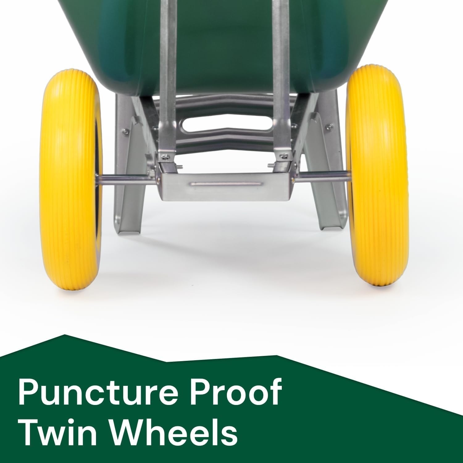 160L 2-Wheel Garden Wheelbarrow – Green – Flat-Free Tyres Heavy Duty 130kg