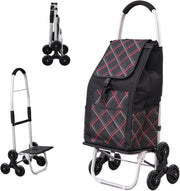 2-in-1 Foldable Stair Climber Shopping Trolley 6-Wheel Lightweight Cart 40KG