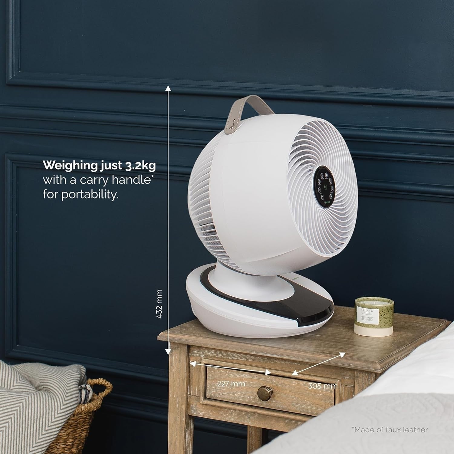 Cool Quiet Table Fan with Remote Control – 12 Speed Air Circulator Desk White