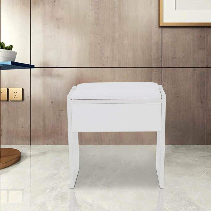 Rectangular PU Leather Vanity Stool Makeup Dressing Chair Compact 40x40x26cm