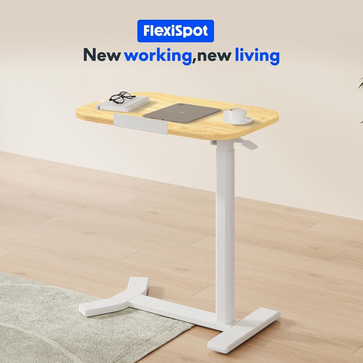 Adjustable Standing Desk Overbed Laptop Table Sit Stand Wood Top 60x40cm