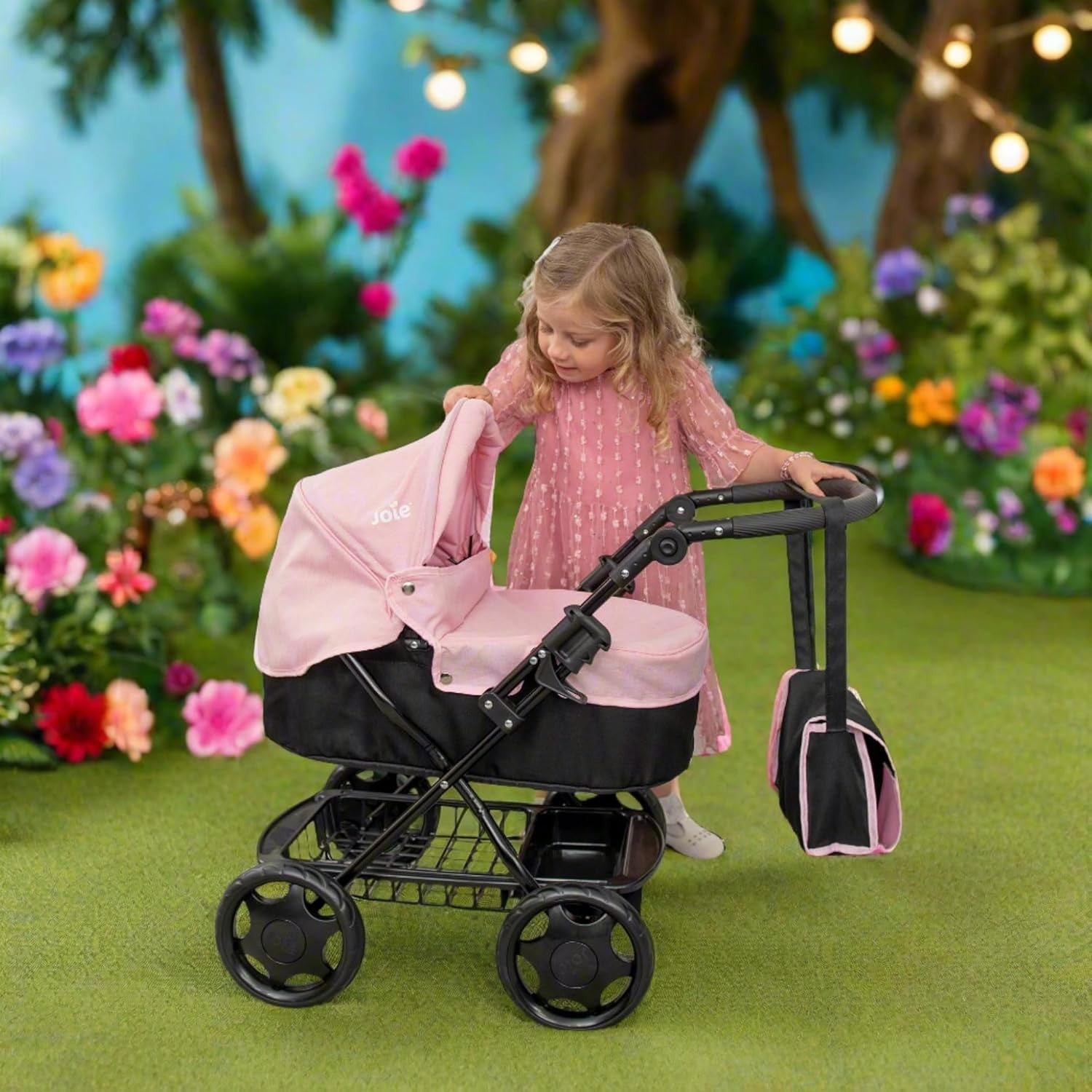 Classic Doll Pram Pushchair with Parasol Changing Bag Foldable 3+