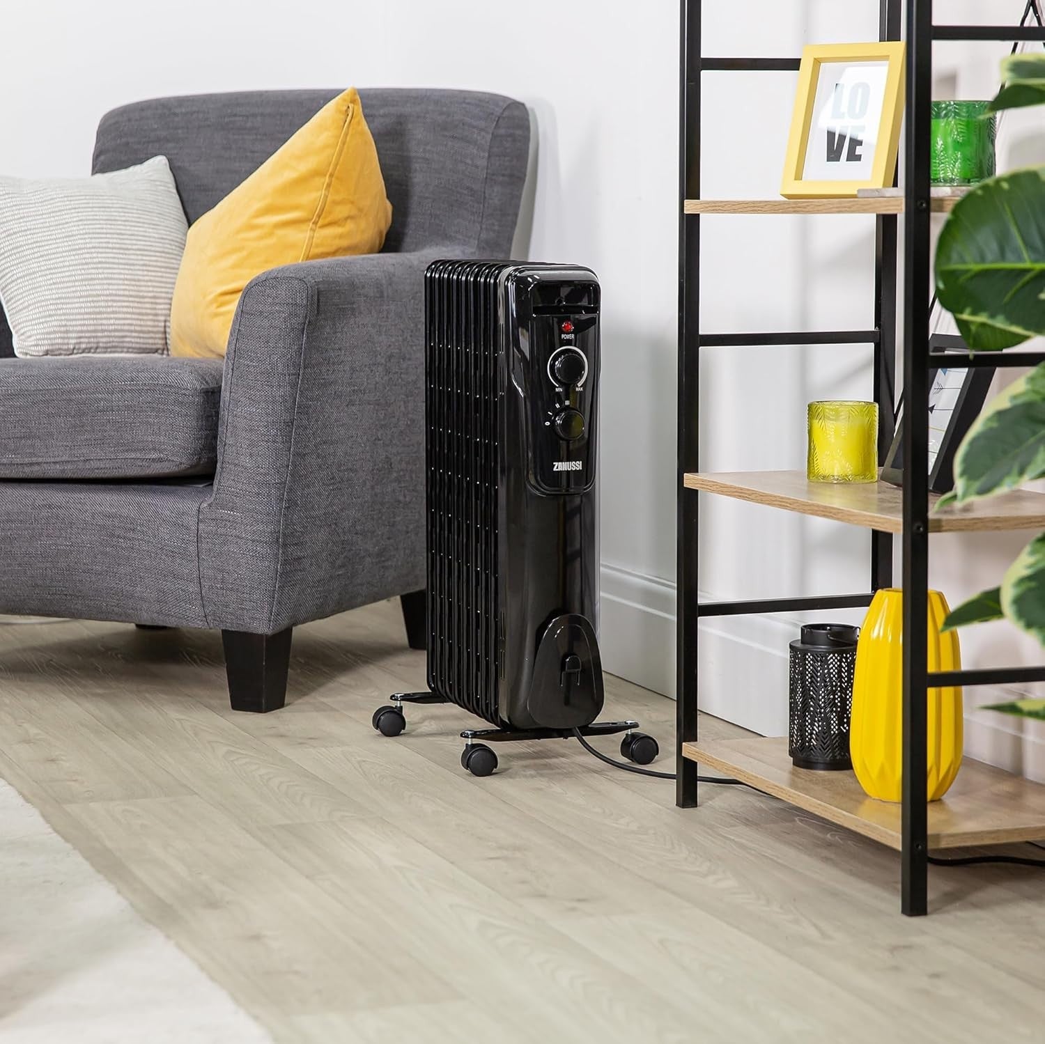 Portable 2000W Oil Filled Radiator Heater 9 Fin Adjustable Thermostat
