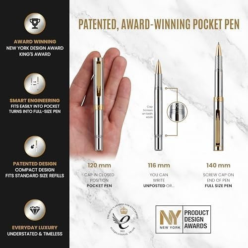 EDC Silver Gold Rollerball Pen Medium Pocket Pen Luxury Model