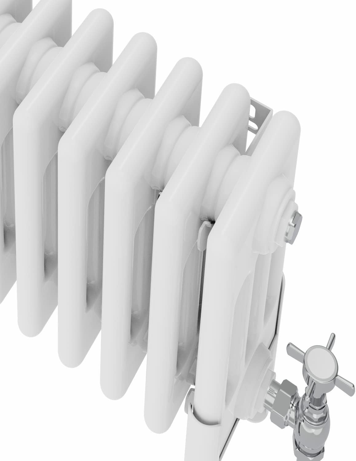 4 Column Horizontal Radiator 300x1010mm White Cast Iron Style