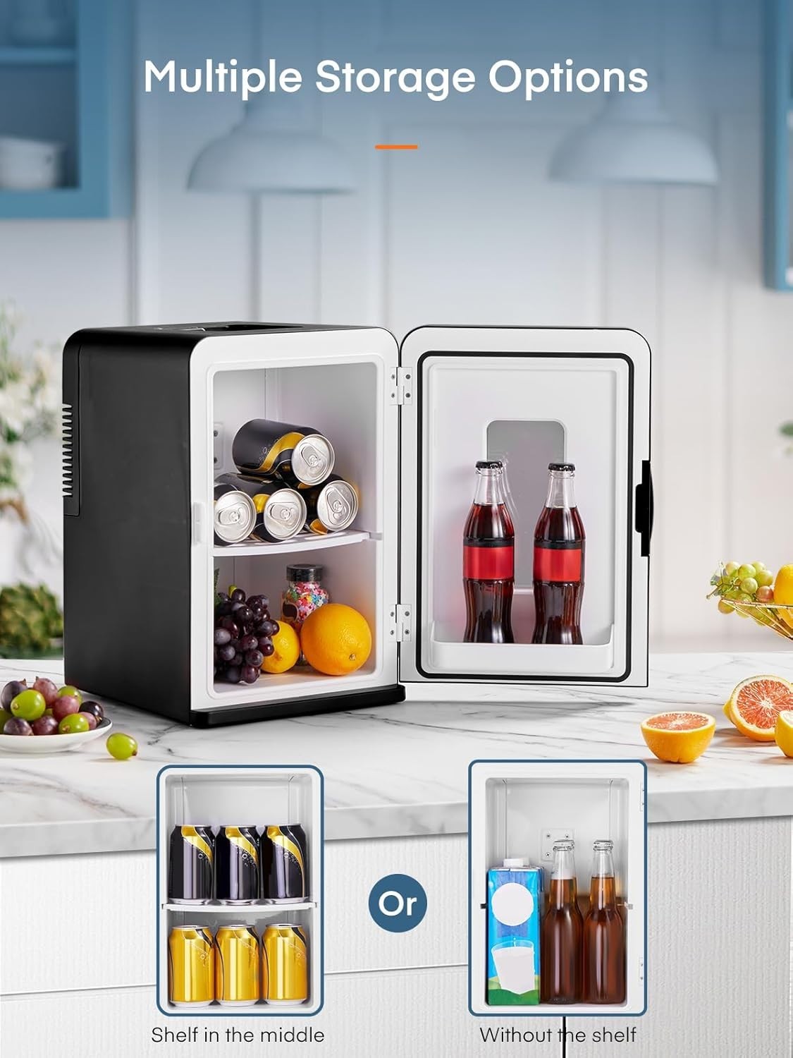 15L Mini Fridge Portable Cooler & Warmer AC/DC Black 21 Can