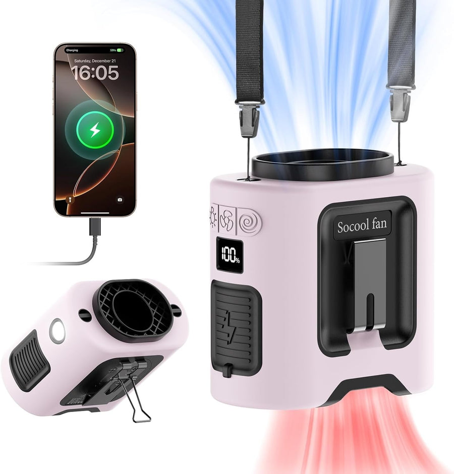 14500mAh Waist Clip Fan – 5-Speed 360° Turbo Cooling USB Rechargeable & Light