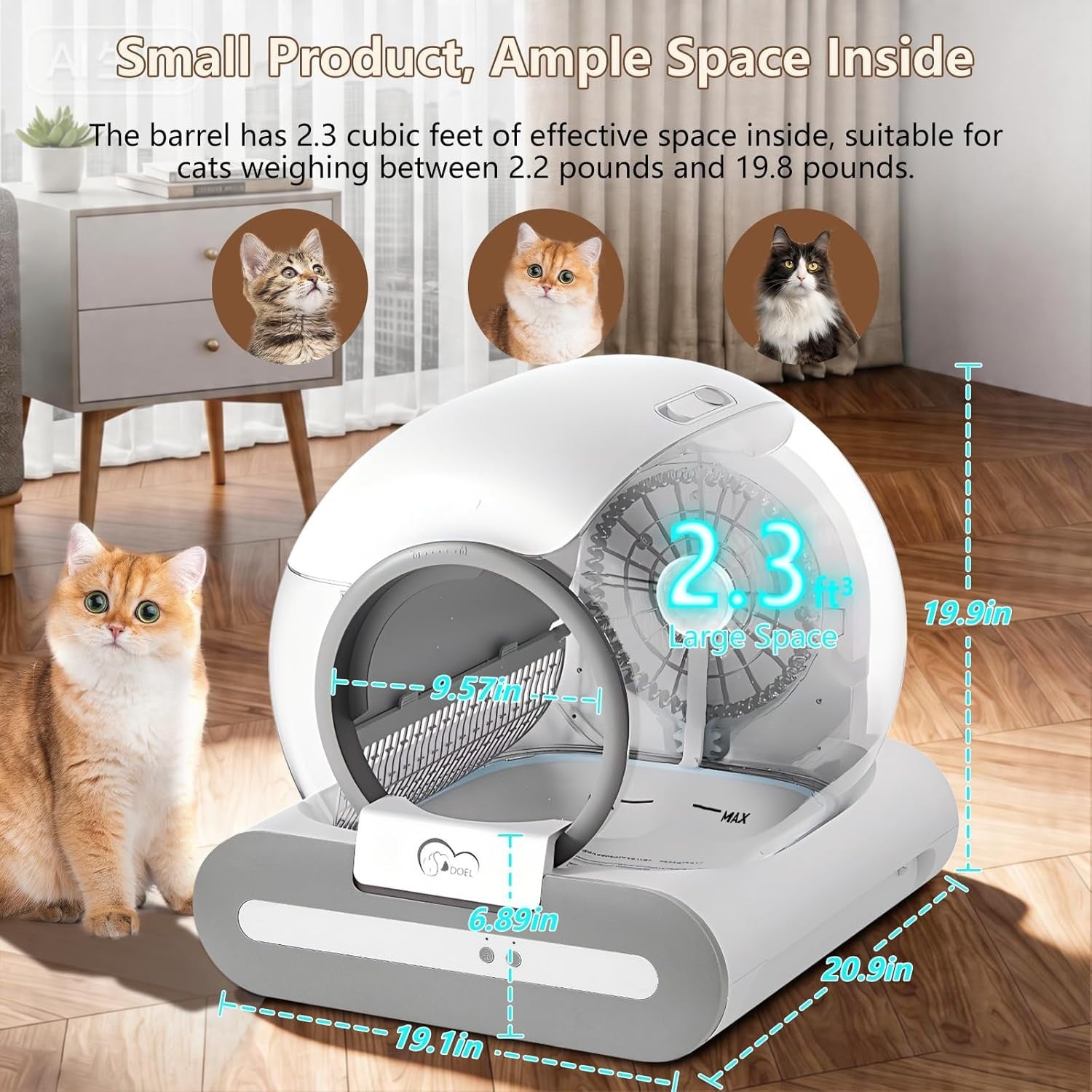 Self Cleaning Cat Litter Box APP Control Leak Proof Automatic Tray