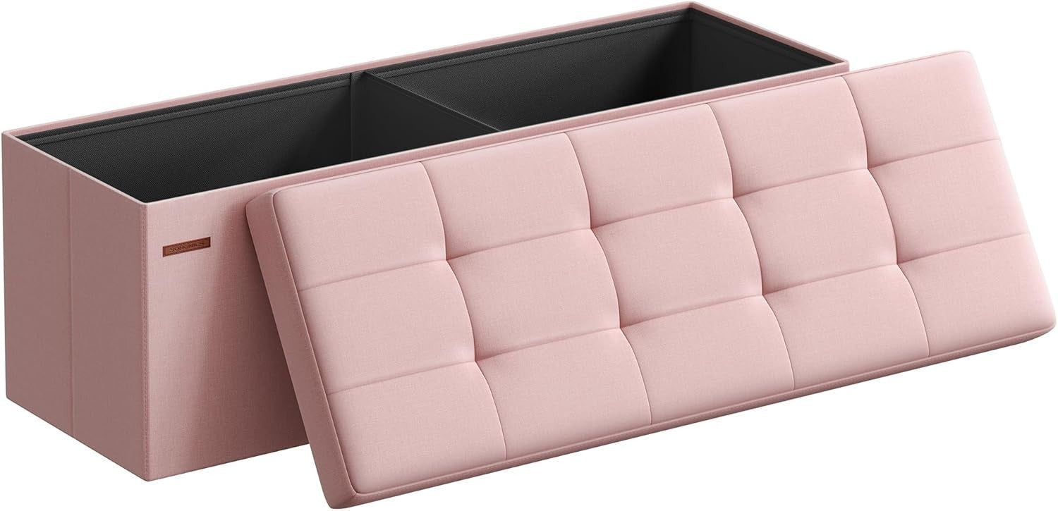 Storage Ottoman Bench 110cm Foldable Footrest Seat with Storage Jelly Pink