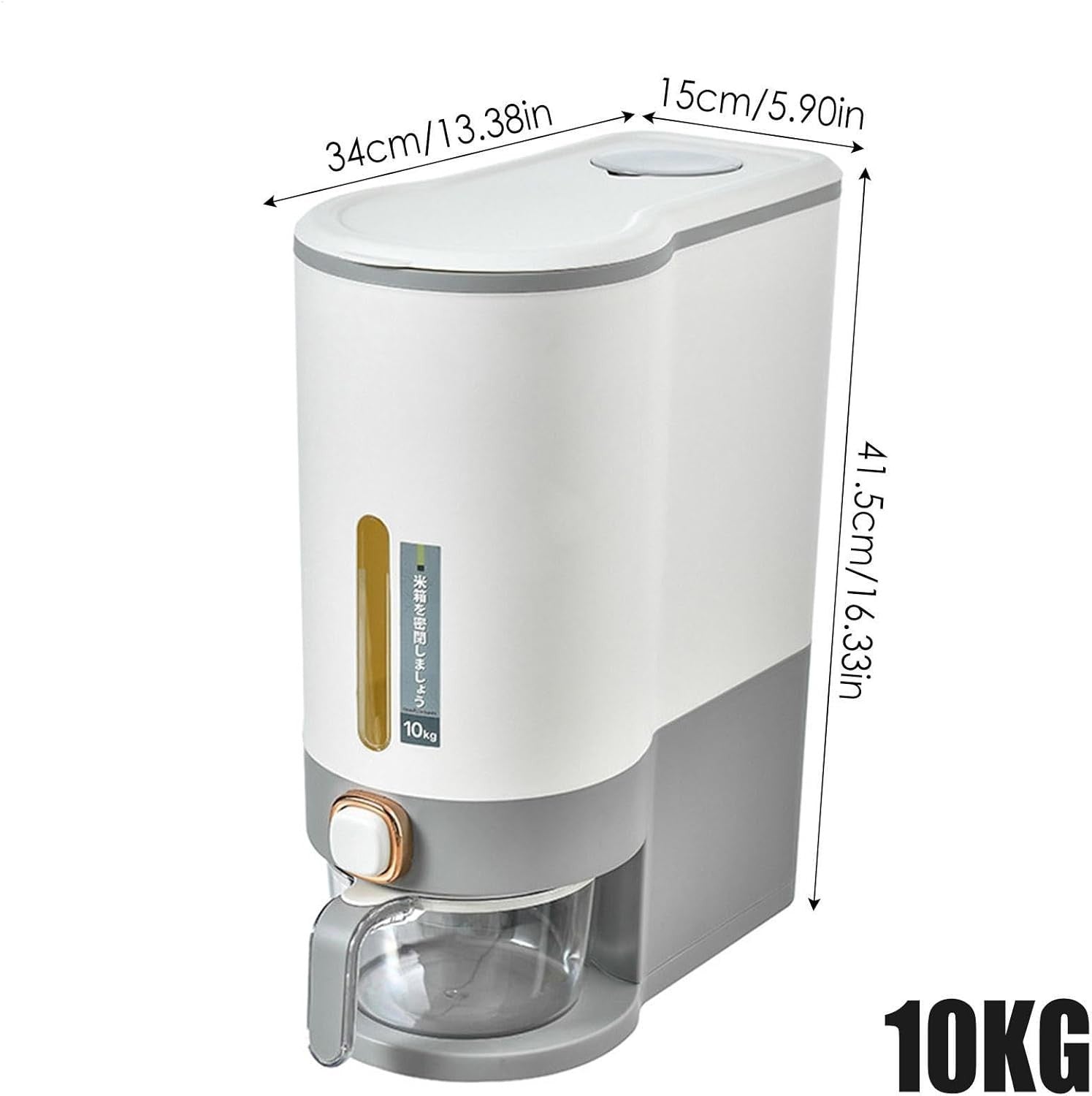 10KG Rice Cereal Dispenser Airtight Grain Storage Bin Measuring Cup