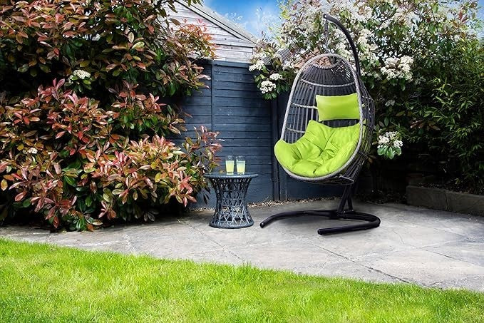 Hanging Egg Chair with Stand & Cushion | Grey Rattan | Indoor Outdoor Relaxation