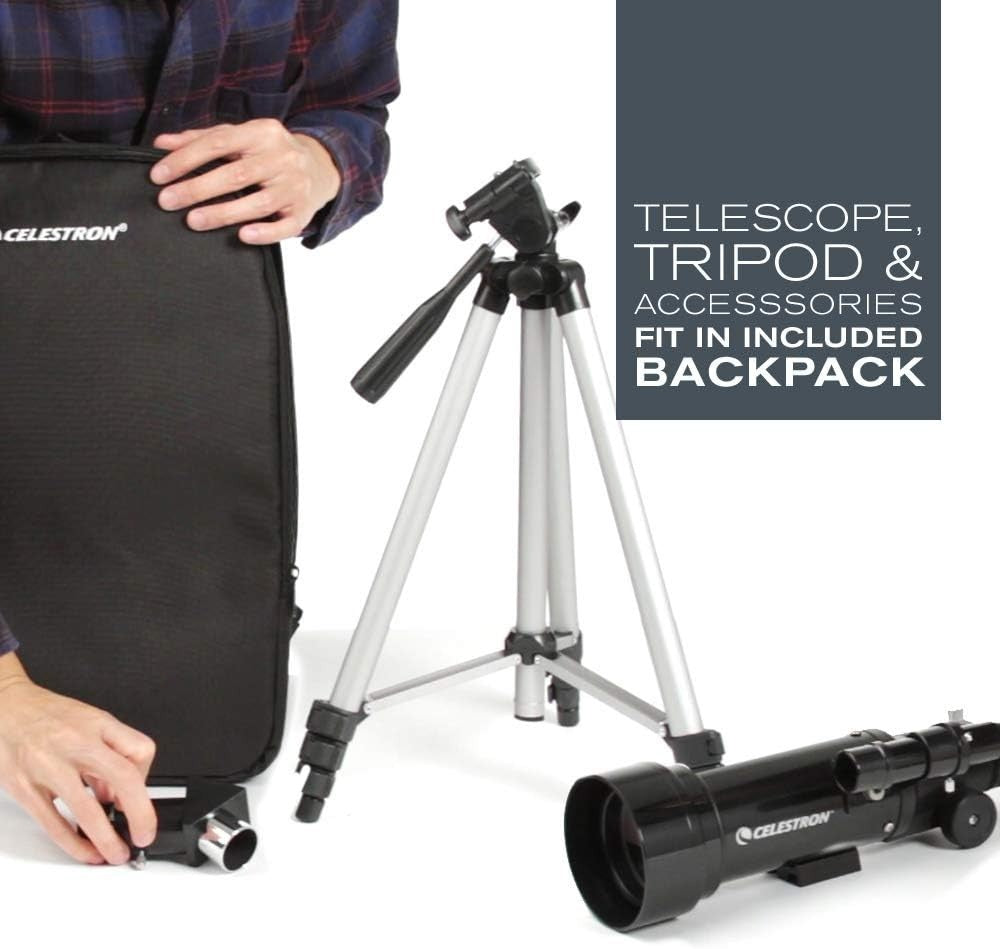 70mm Travel Scope with 4mm Eyepiece & 3x Barlow Lens, Backpack