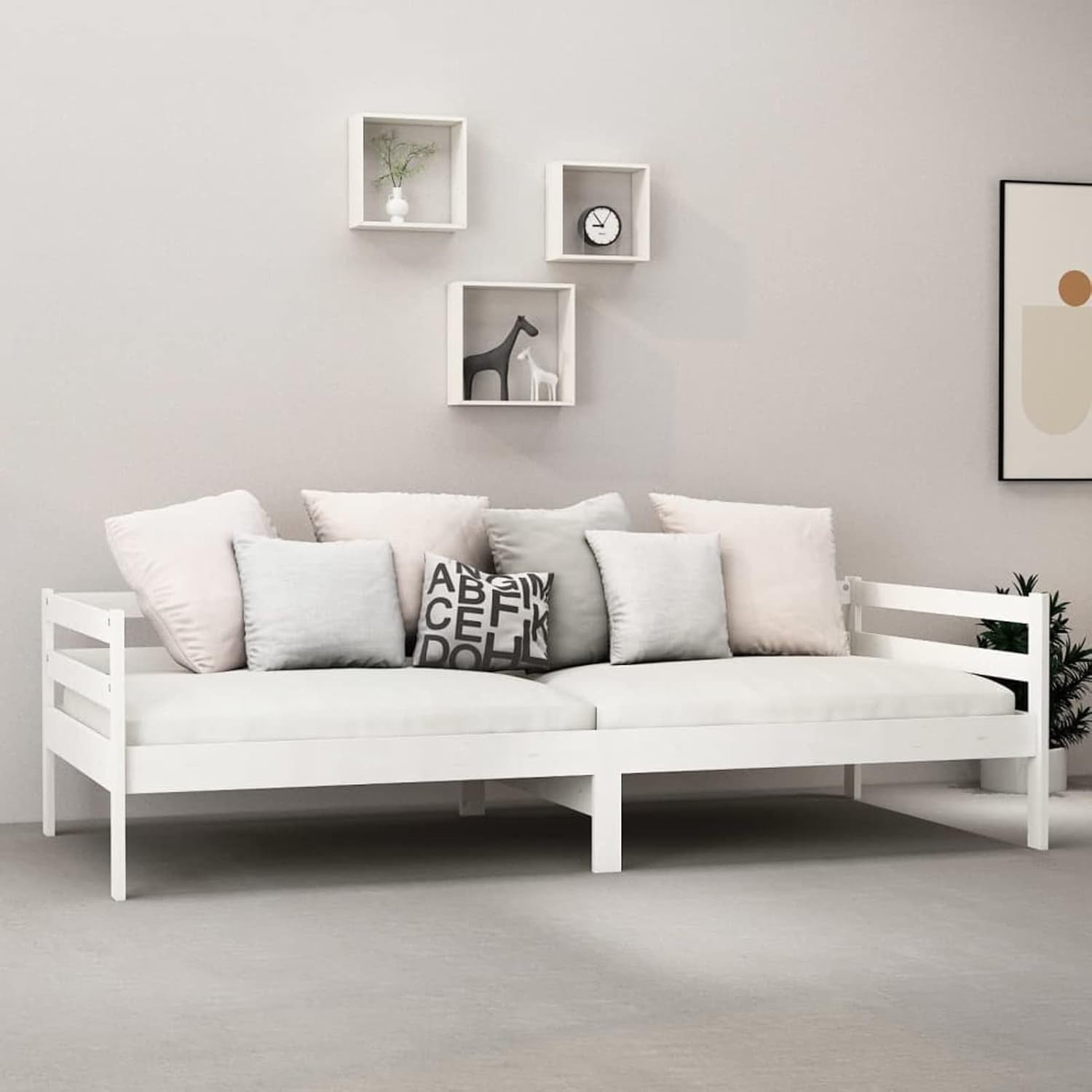 White Pine Wood Daybed Frame 90x200cm – Sofa Bed for Guest Room or Lounge