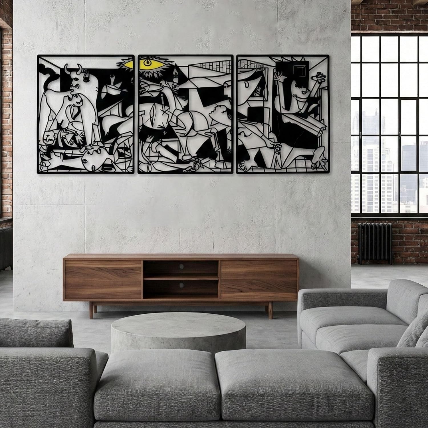 Abstract Cubist Metal Wall Art 61cm Modern Black Face Decor