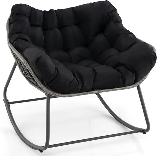 Oversized Outdoor Rocking Chair with Removable Cushion for Patio