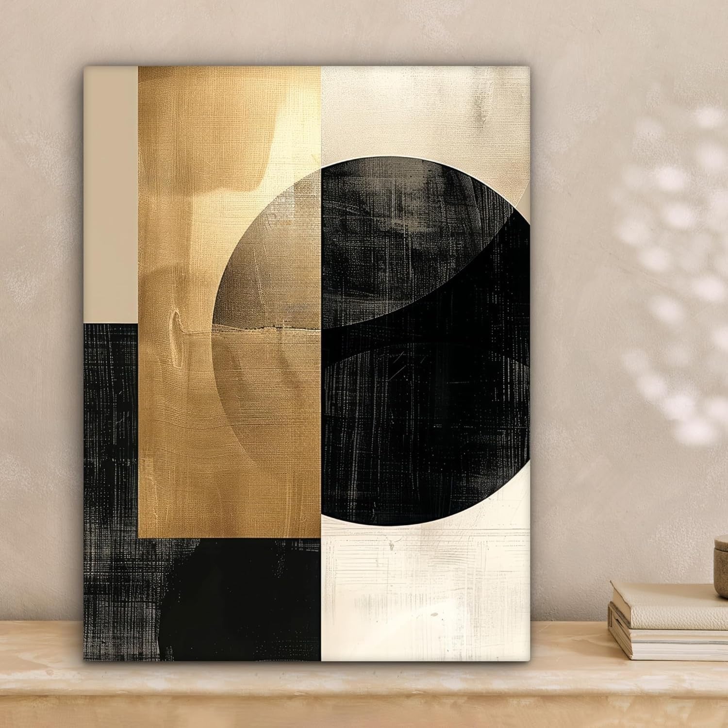 Abstract Canvas Wall Art 30x40cm Gold Black Modern Framed Print