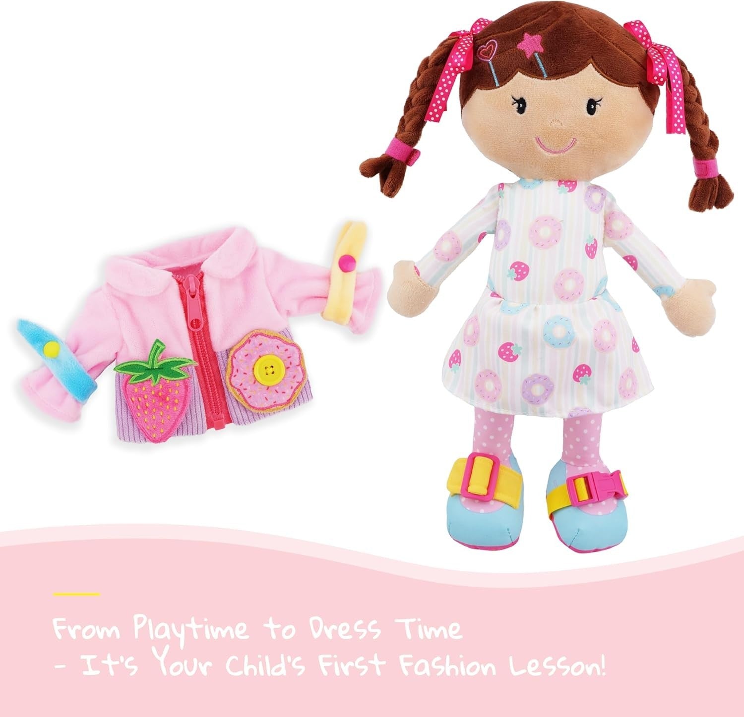 Montessori Dressing Skills Plush Doll 40cm Soft Educational Toy Toddler