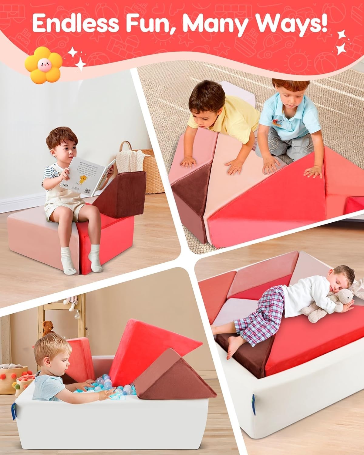 Modular Kids Play Sofa with Puzzle Pieces & Built-in Ball Pit – Soft, Safe Fun