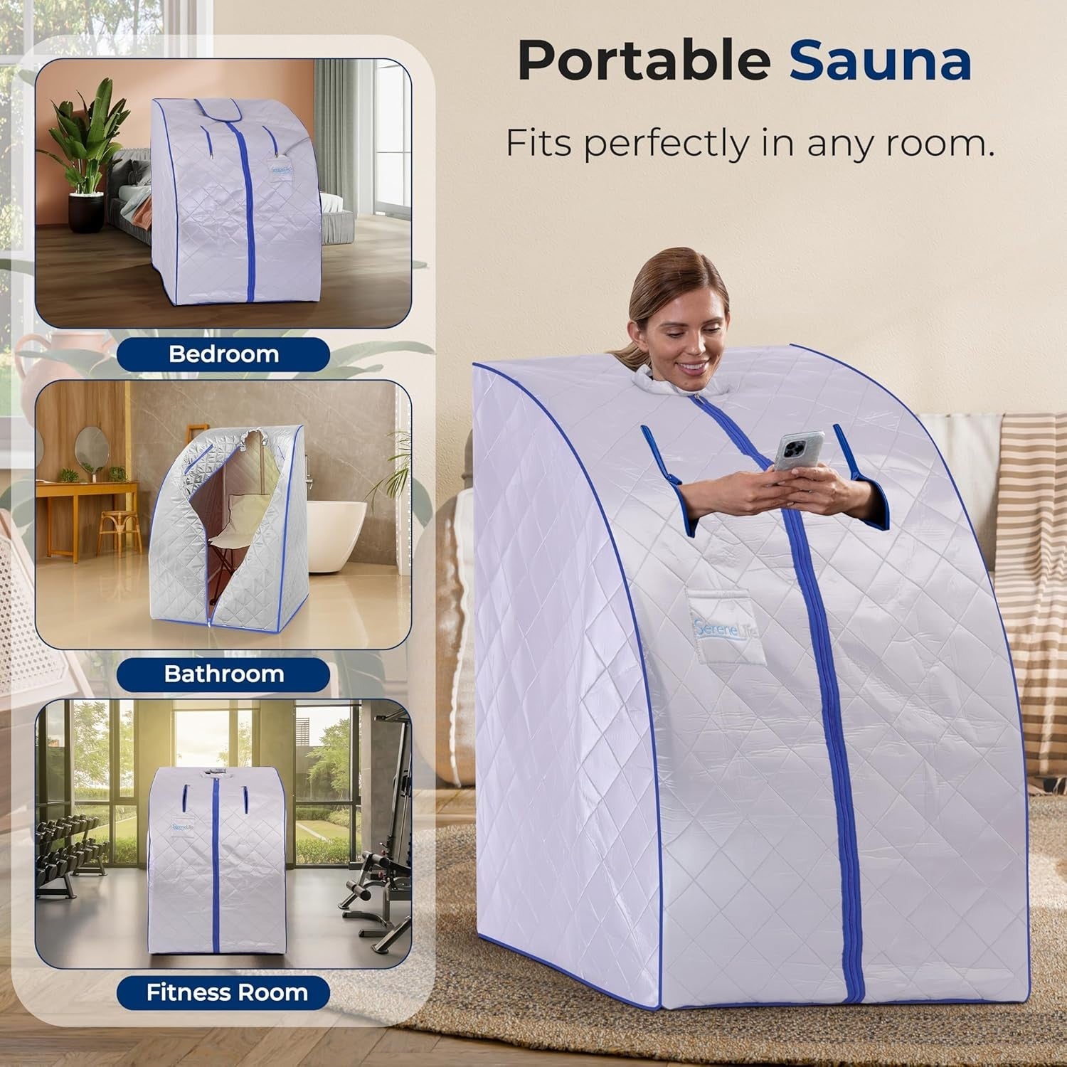 Portable 1-Person Infrared Sauna Tent – Home Steam Sauna w/ Foot Pad & Chair