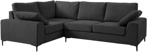 Charcoal Linen Left Hand Corner Sofa 5 Seater L-Shape + Storage Option