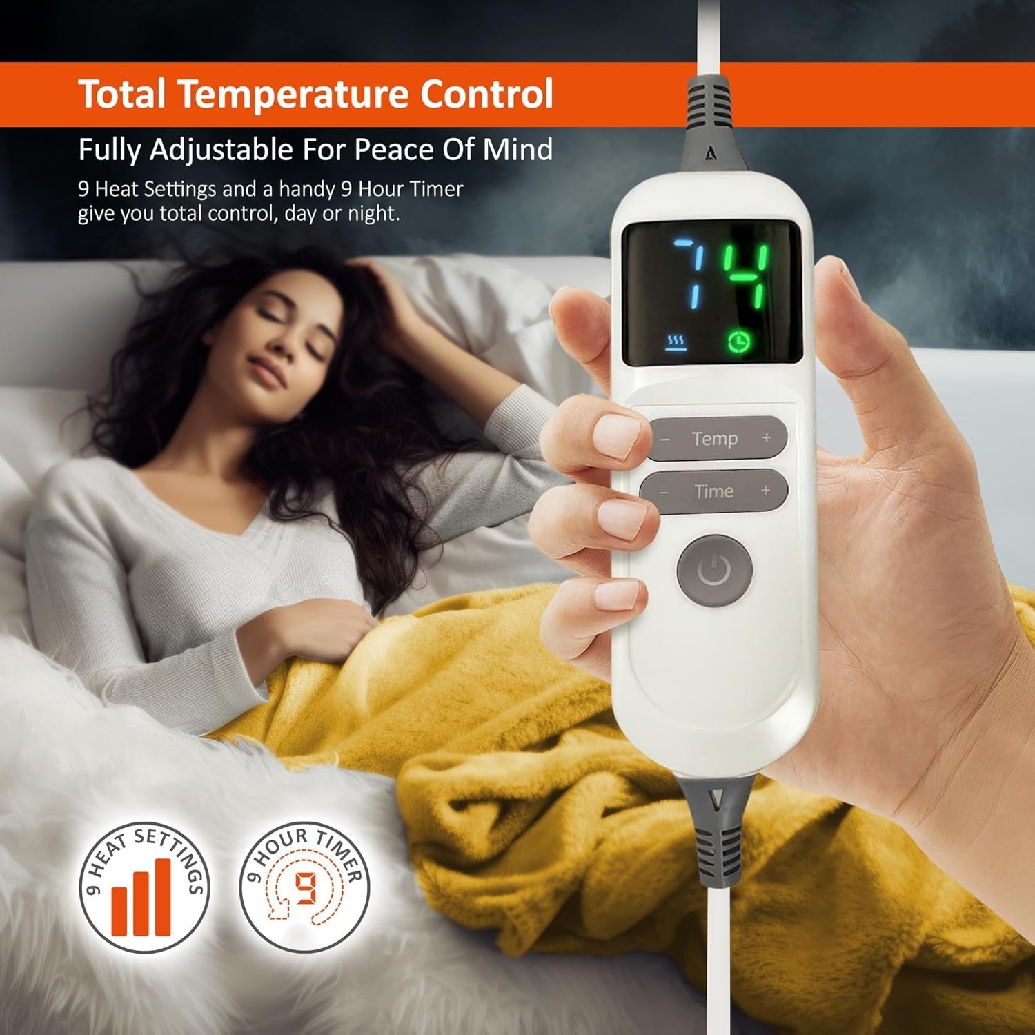Electric Heated Throw Blanket XL 200x130cm Digital Timer Auto Shut Off