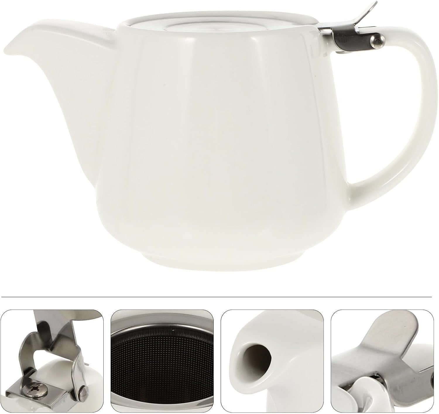 Ceramic Teapot with Stainless Steel Strainer Heat Resistant Tea Pot