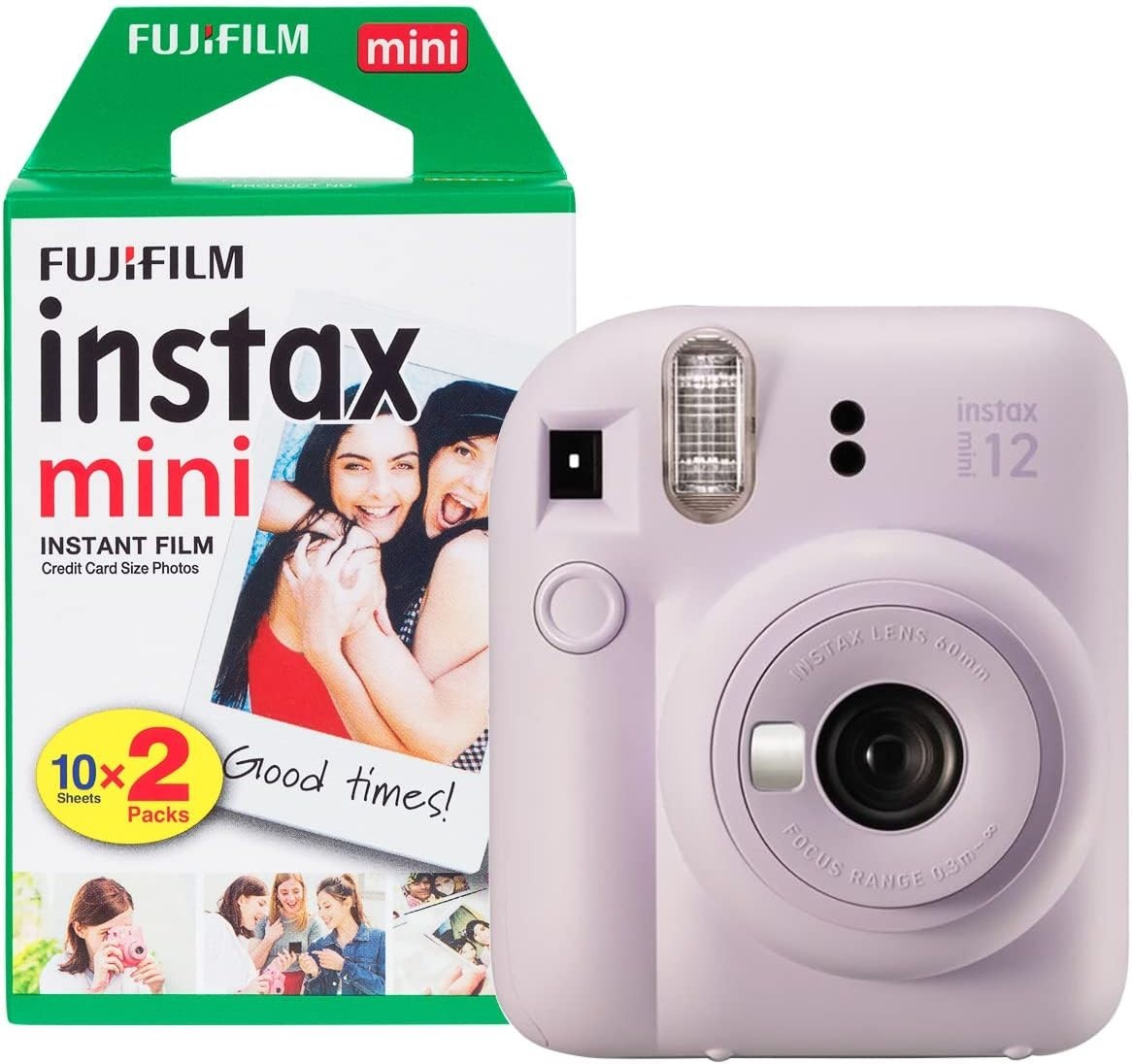Instant Camera with 20 Shot Film Pack Selfie Mirror Purple Camera