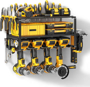 3-Tier Wall Mounted Power Tool Organizer 4 Slots Alloy Steel