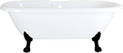 White Double Ended Roll Top Bath 1780x825mm Freestanding Black Claw Feet