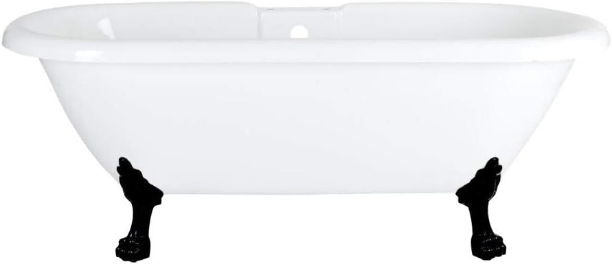 White Double Ended Roll Top Bath 1780x825mm Freestanding Black Claw Feet