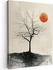 Tree Moon Canvas Wall Art 30x40cm Framed Modern Nature Print